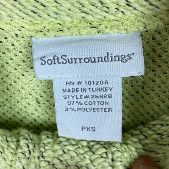 Soft Surroundings Set Sail Lime Green Collared Sweater Size XS Petite Pullover - Picture 5 of 8